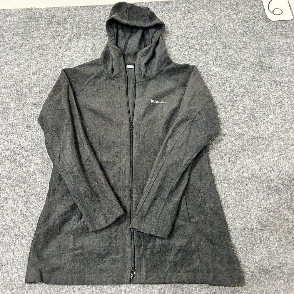 Columbia Fleece Hoodie Womens Size L Dark Gray Full Zip Outdoor Casual Soft